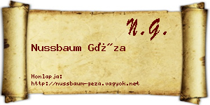 Nussbaum Géza névjegykártya